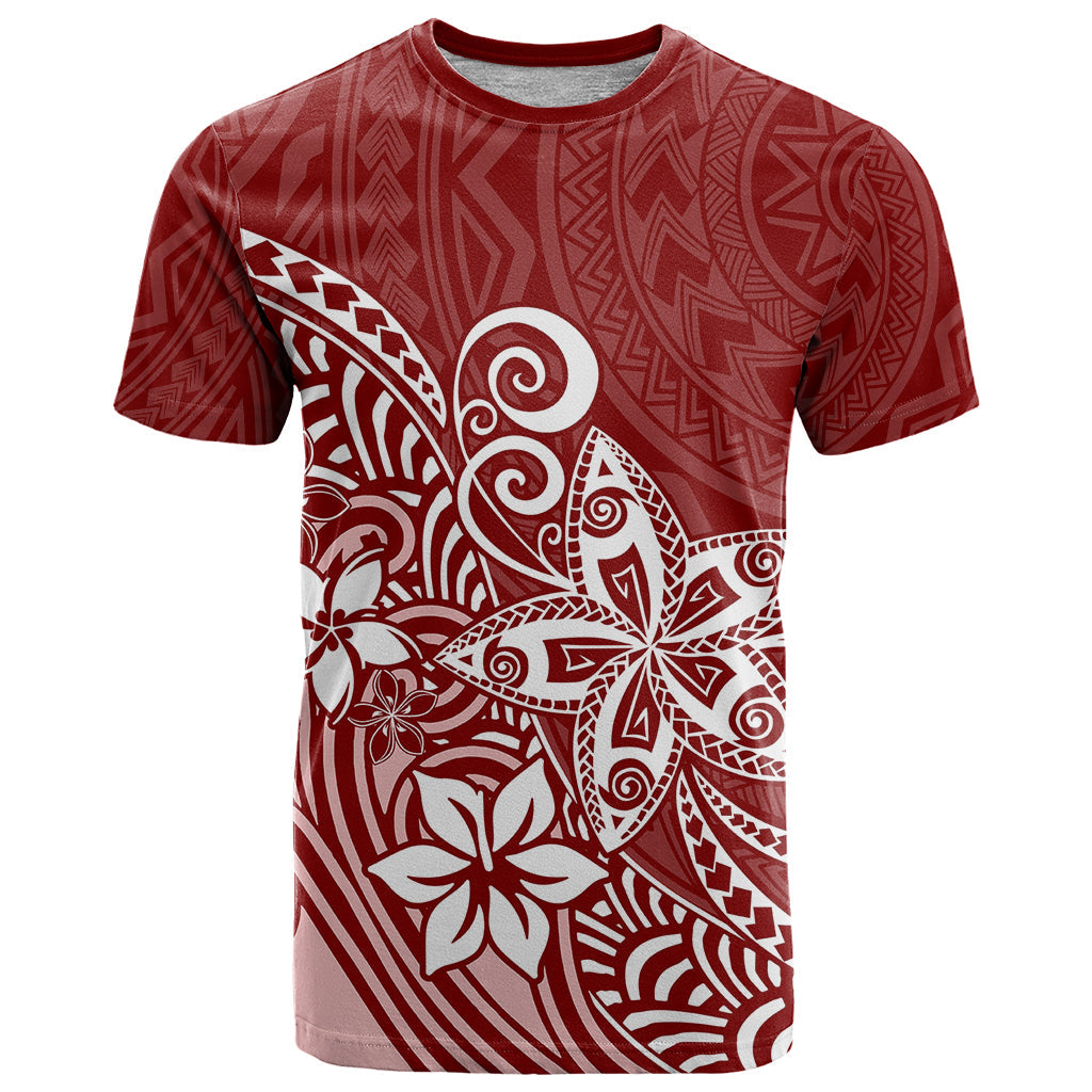 Polynesia T-Shirt Plumeria Red Curves Graphic Tee