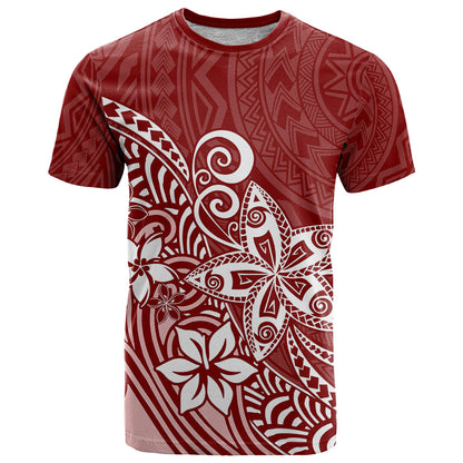 Polynesia T-Shirt Plumeria Red Curves Graphic Tee