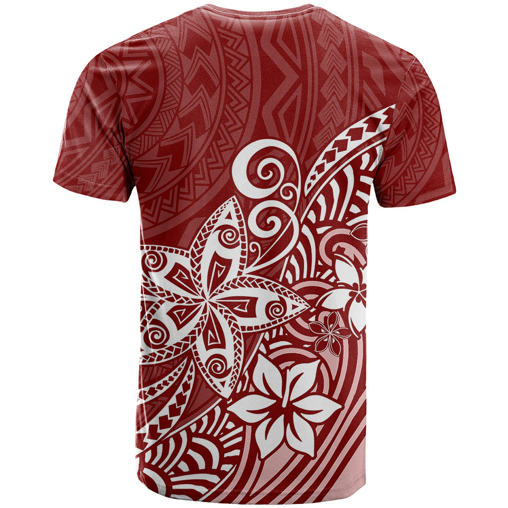 Polynesia T-Shirt Plumeria Red Curves Graphic Tee