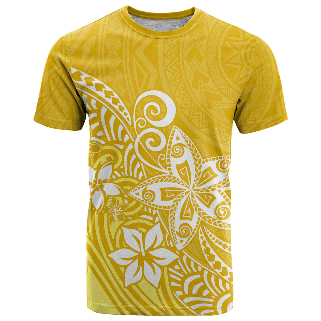 Polynesia T-Shirt Plumeria Yellow Curves Graphic Tee