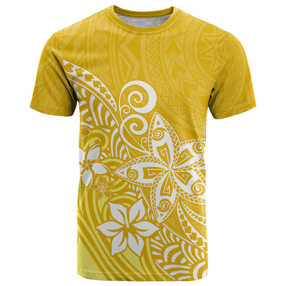 Polynesia T-Shirt Plumeria Yellow Curves Graphic Tee