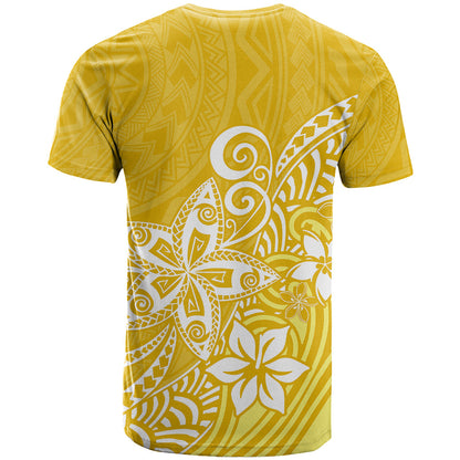 Polynesia T-Shirt Plumeria Yellow Curves Graphic Tee