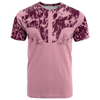Cowboys Wild West T-Shirt Pink Cow Prints Graphic Tee
