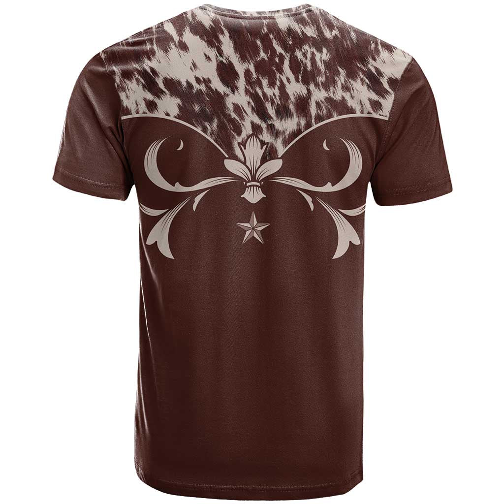 Cowboys Wild West T-Shirt Dark Brown Cow Prints Graphic Tee