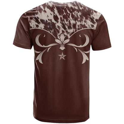 Cowboys Wild West T-Shirt Dark Brown Cow Prints Graphic Tee