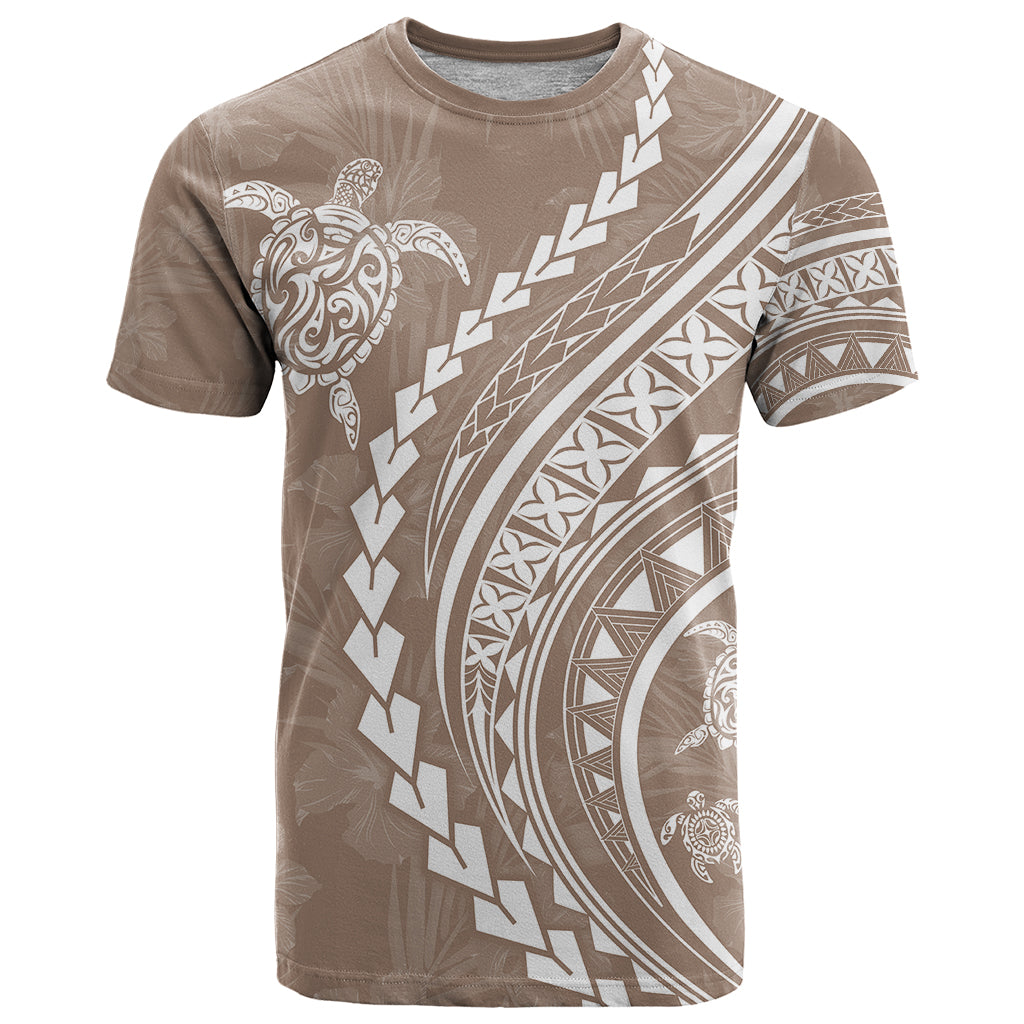 Polynesian Pride T-Shirt Turtle Hibiscus Luxury Style - Beige Graphic Tee