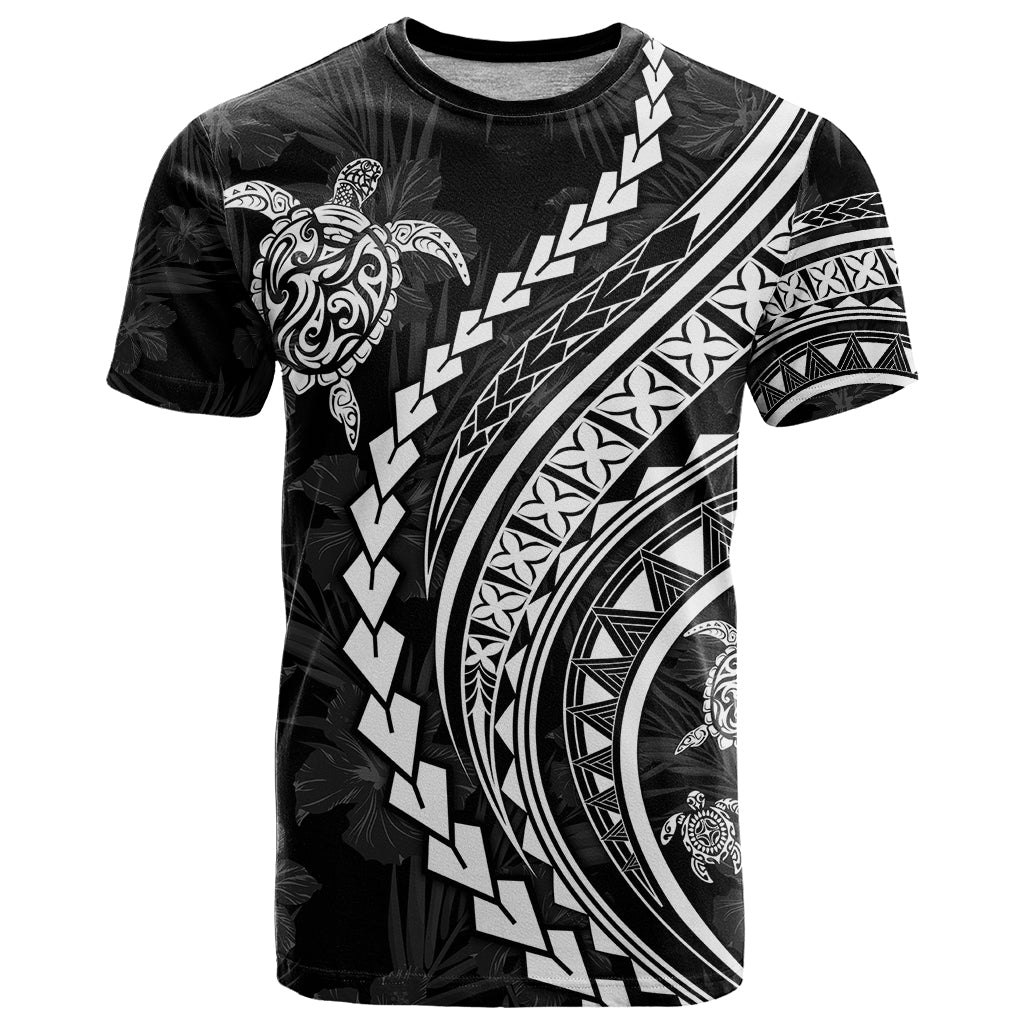 Polynesian Pride T-Shirt Turtle Hibiscus Luxury Style - Black Graphic Tee