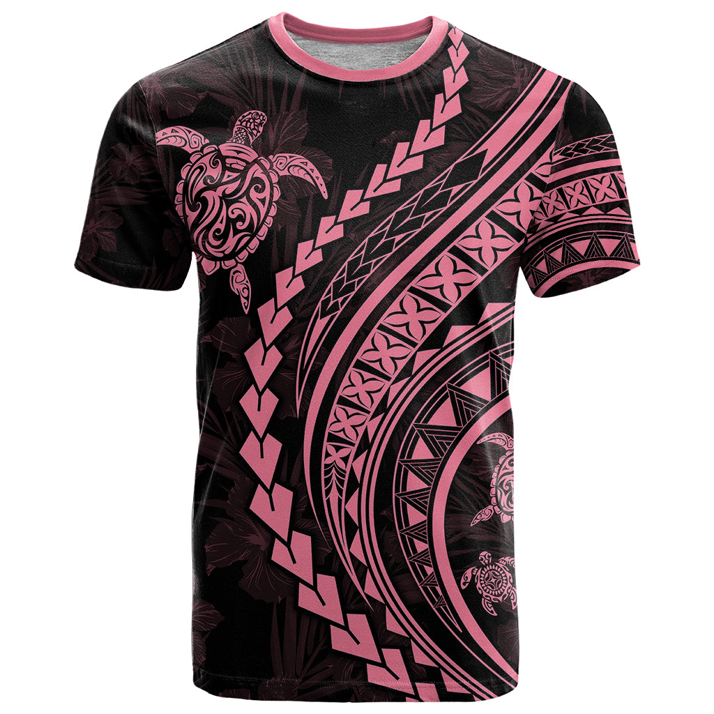 Polynesian Pride T-Shirt Turtle Hibiscus Luxury Style - Carnation Pink Graphic Tee