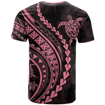 Polynesian Pride T-Shirt Turtle Hibiscus Luxury Style - Carnation Pink Graphic Tee
