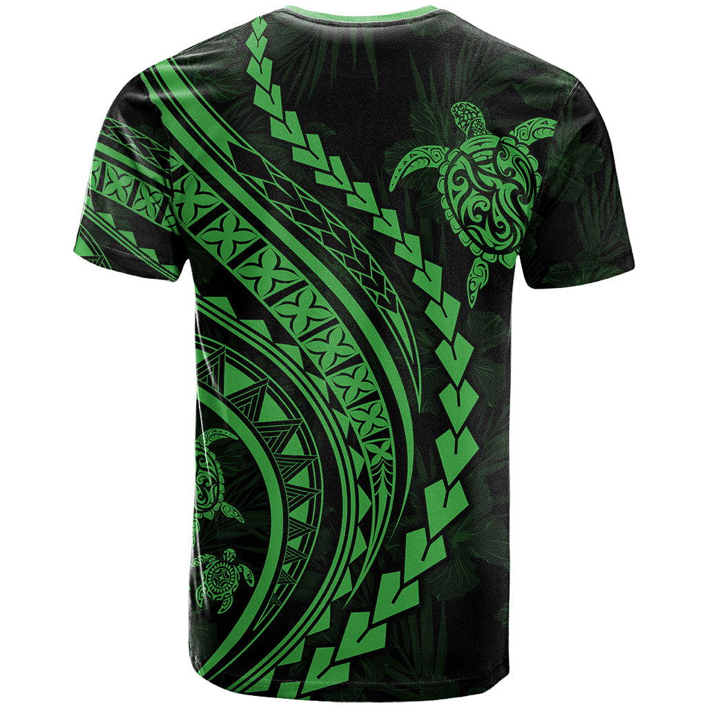 Polynesian Pride T-Shirt Turtle Hibiscus Luxury Style - Green Graphic Tee