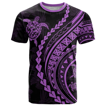 Polynesian Pride T-Shirt Turtle Hibiscus Luxury Style - Lilac Graphic Tee