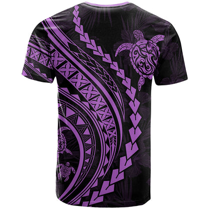 Polynesian Pride T-Shirt Turtle Hibiscus Luxury Style - Lilac Graphic Tee