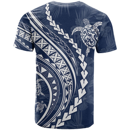 Polynesian Pride T-Shirt Turtle Hibiscus Luxury Style - Navy Graphic Tee