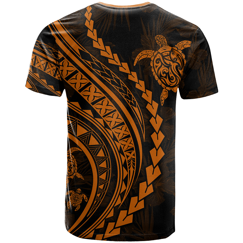 Polynesian Pride T-Shirt Turtle Hibiscus Luxury Style - Orange Graphic Tee