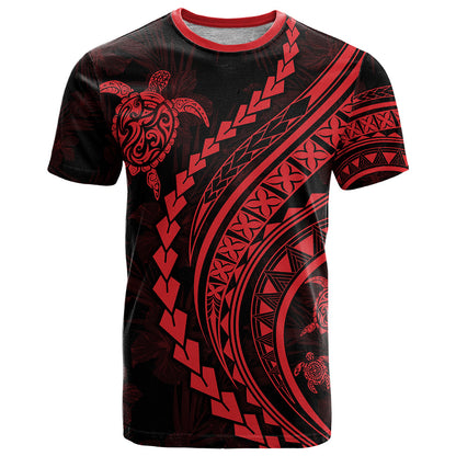 Polynesian Pride T-Shirt Turtle Hibiscus Luxury Style - Rose Graphic Tee