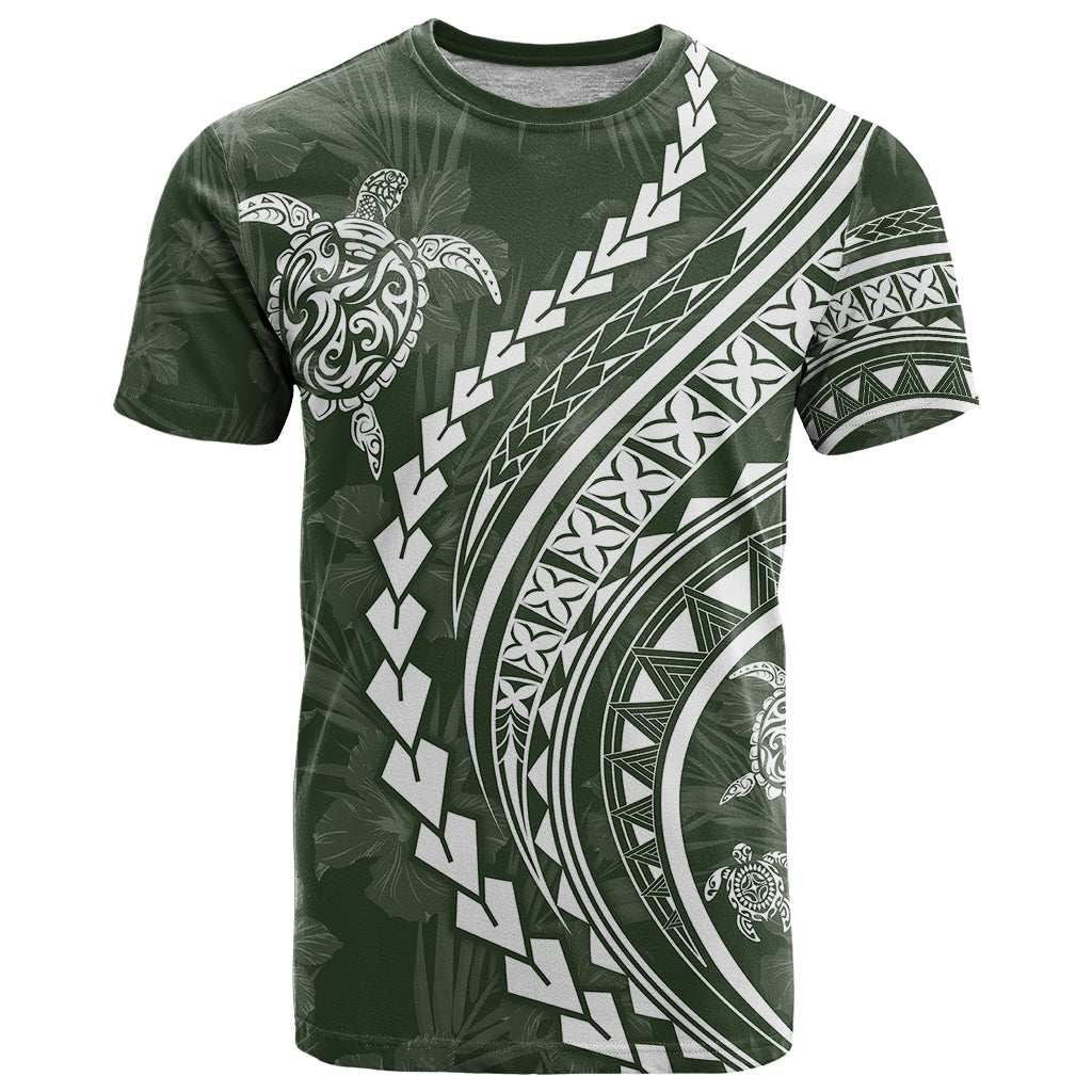 Polynesian Pride T-Shirt Turtle Hibiscus Luxury Style - Sage Graphic Tee