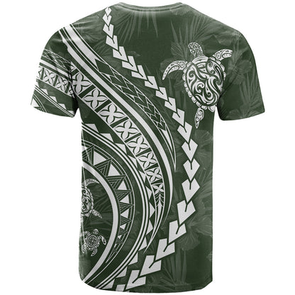 Polynesian Pride T-Shirt Turtle Hibiscus Luxury Style - Sage Graphic Tee