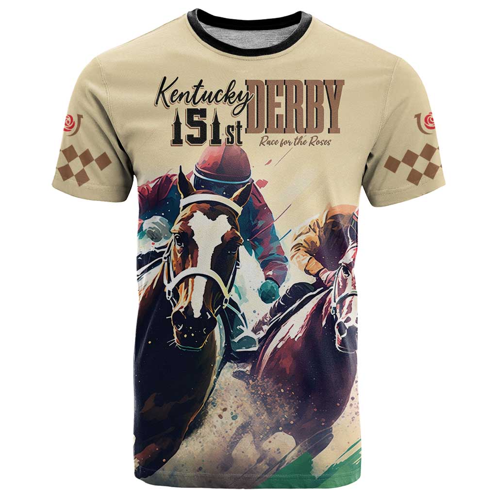 Kentucky Horse Racing 151st Personalized T-Shirt Derby Watercolor Style - Cream Graphic Tee