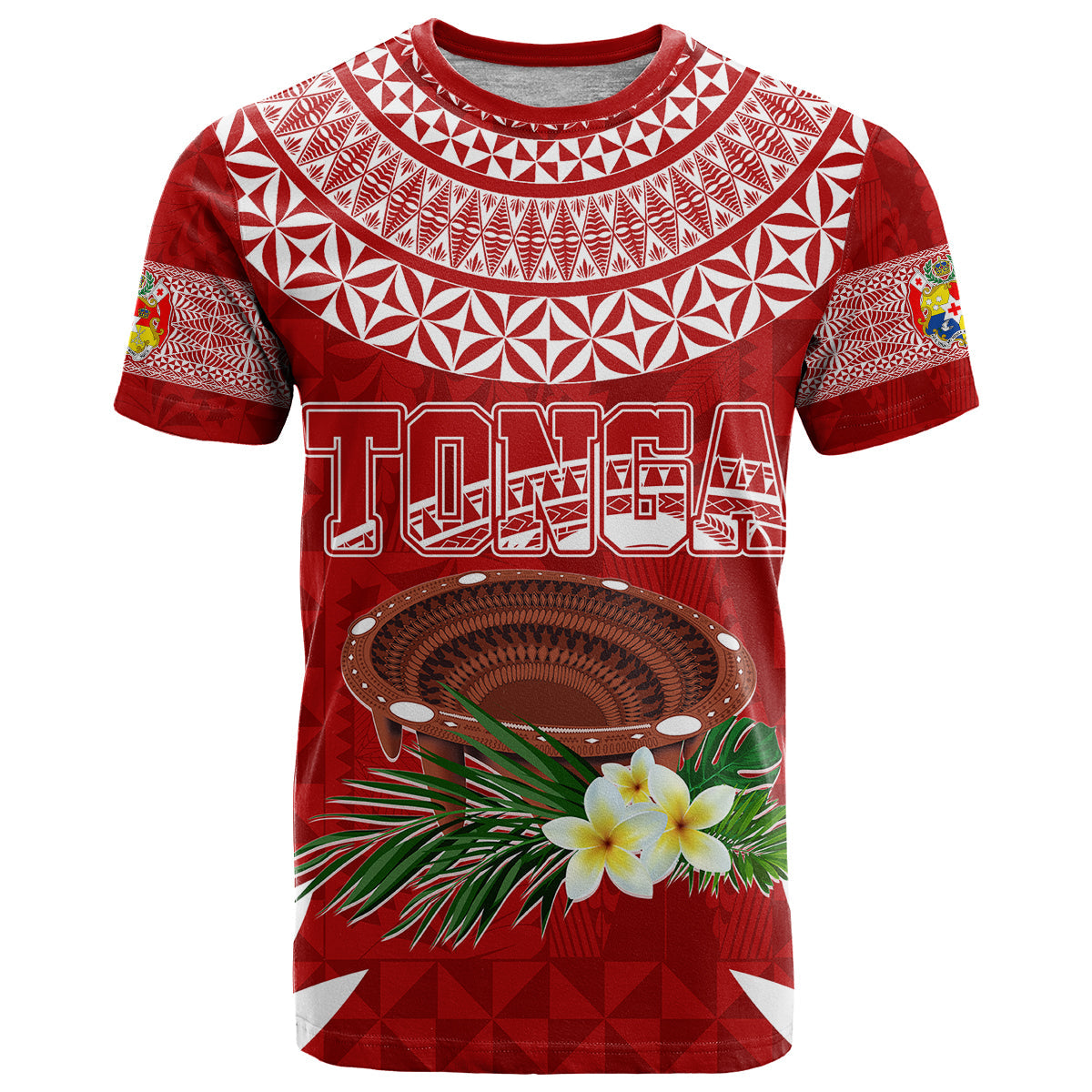 Personalised Tonga Independence Day T-Shirt Kumete Kava Bowl With Plumeria Graphic Tee