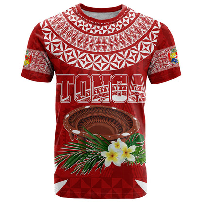 Personalised Tonga Independence Day T-Shirt Kumete Kava Bowl With Plumeria Graphic Tee
