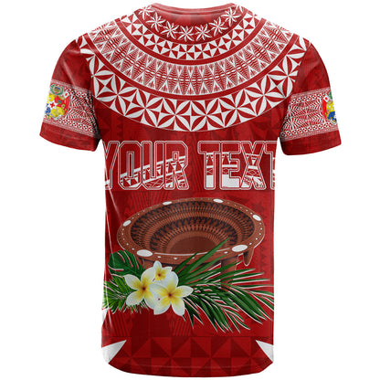 Personalised Tonga Independence Day T-Shirt Kumete Kava Bowl With Plumeria Graphic Tee