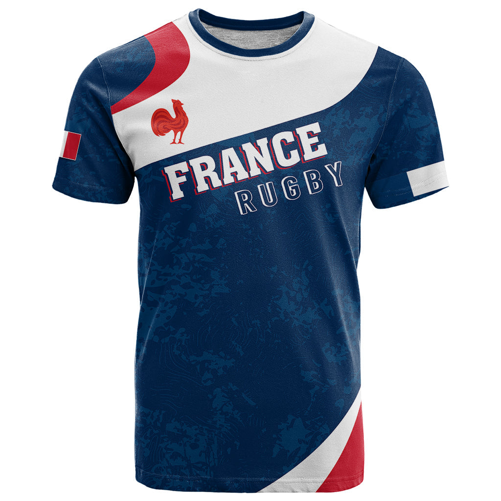 Personalised France Rugby T-Shirt World Cup Les Blues Curves Style Graphic Tee