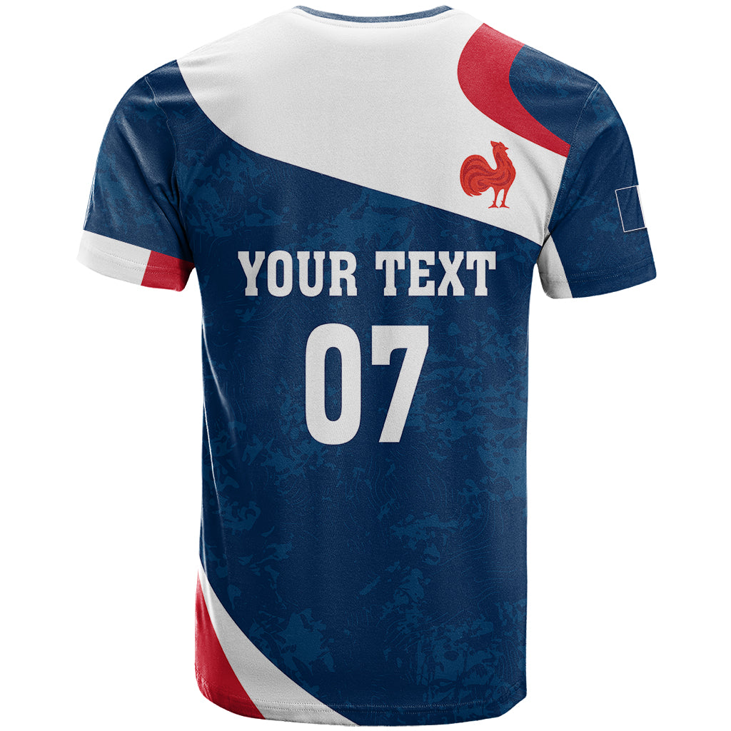 Personalised France Rugby T-Shirt World Cup Les Blues Curves Style Graphic Tee
