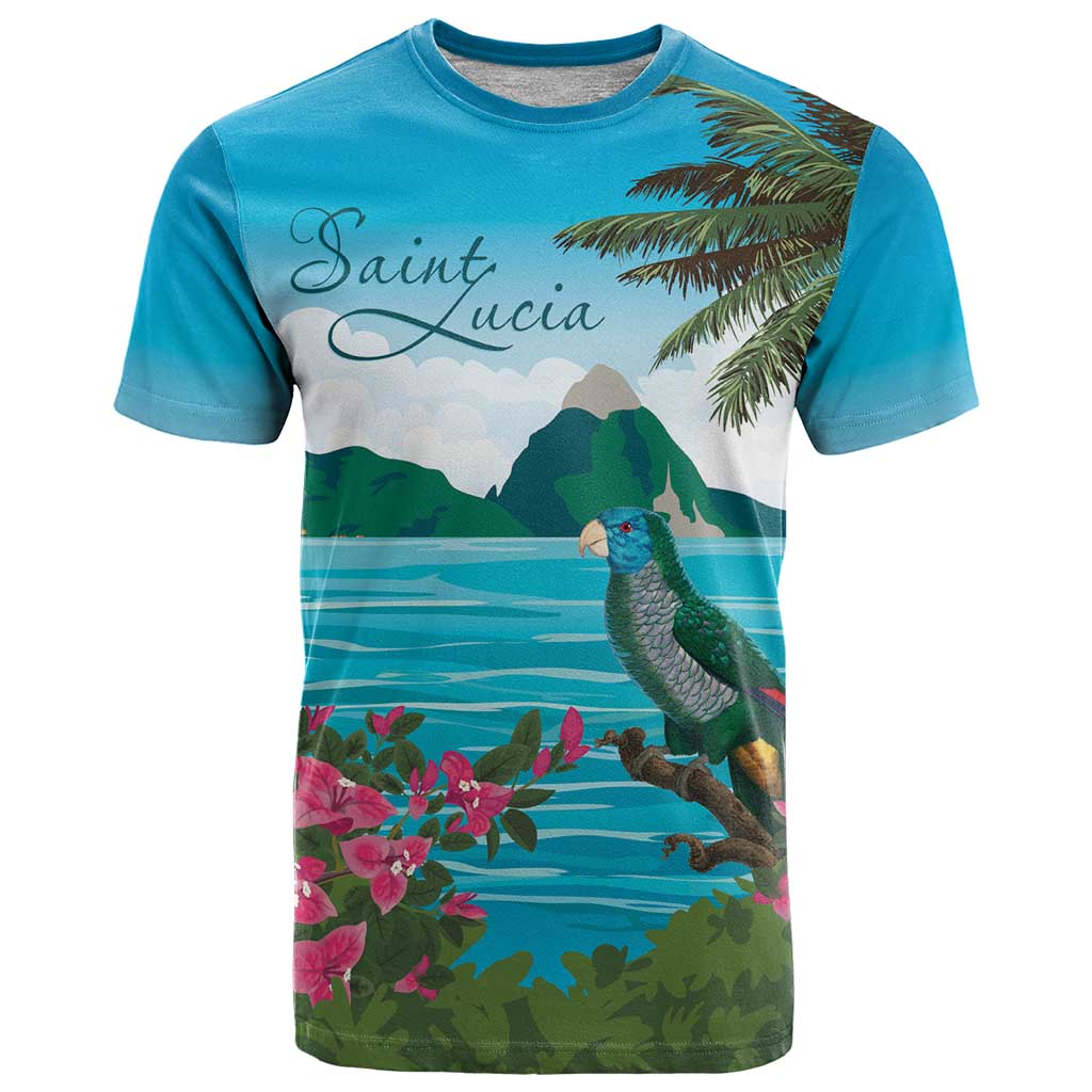 Saint Lucia Island T-Shirt Pitons Landscape Graphic Tee