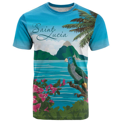 Saint Lucia Island T-Shirt Pitons Landscape Graphic Tee