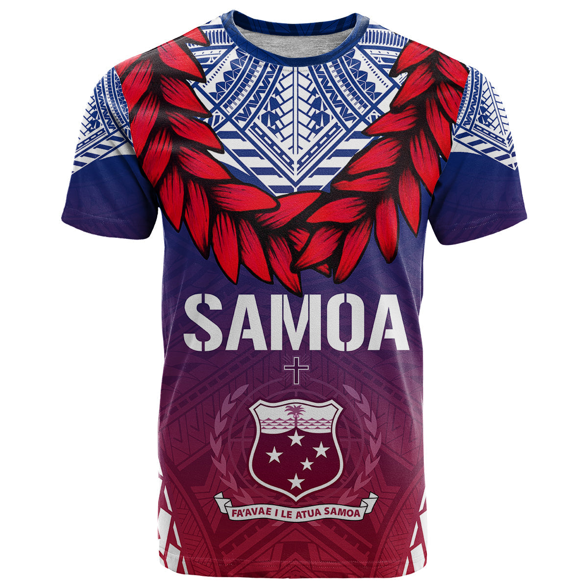 Personalised Samoa Independence Day T-Shirt Ula Fala Gradient Color Graphic Tee
