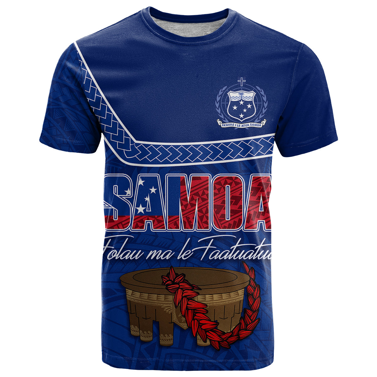 Personalised Samoa Independence Day T-Shirt Kava And Ula Fala Sail With Faith Graphic Tee