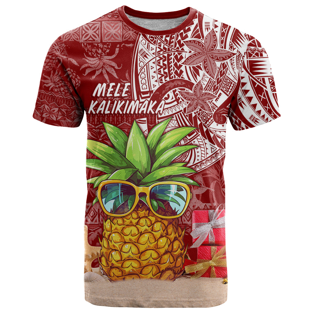 Mele Kalikimaka Hawaii Christmas T-Shirt Pineapple Party Graphic Tee