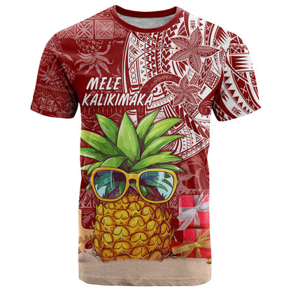 Mele Kalikimaka Hawaii Christmas T-Shirt Pineapple Party Graphic Tee