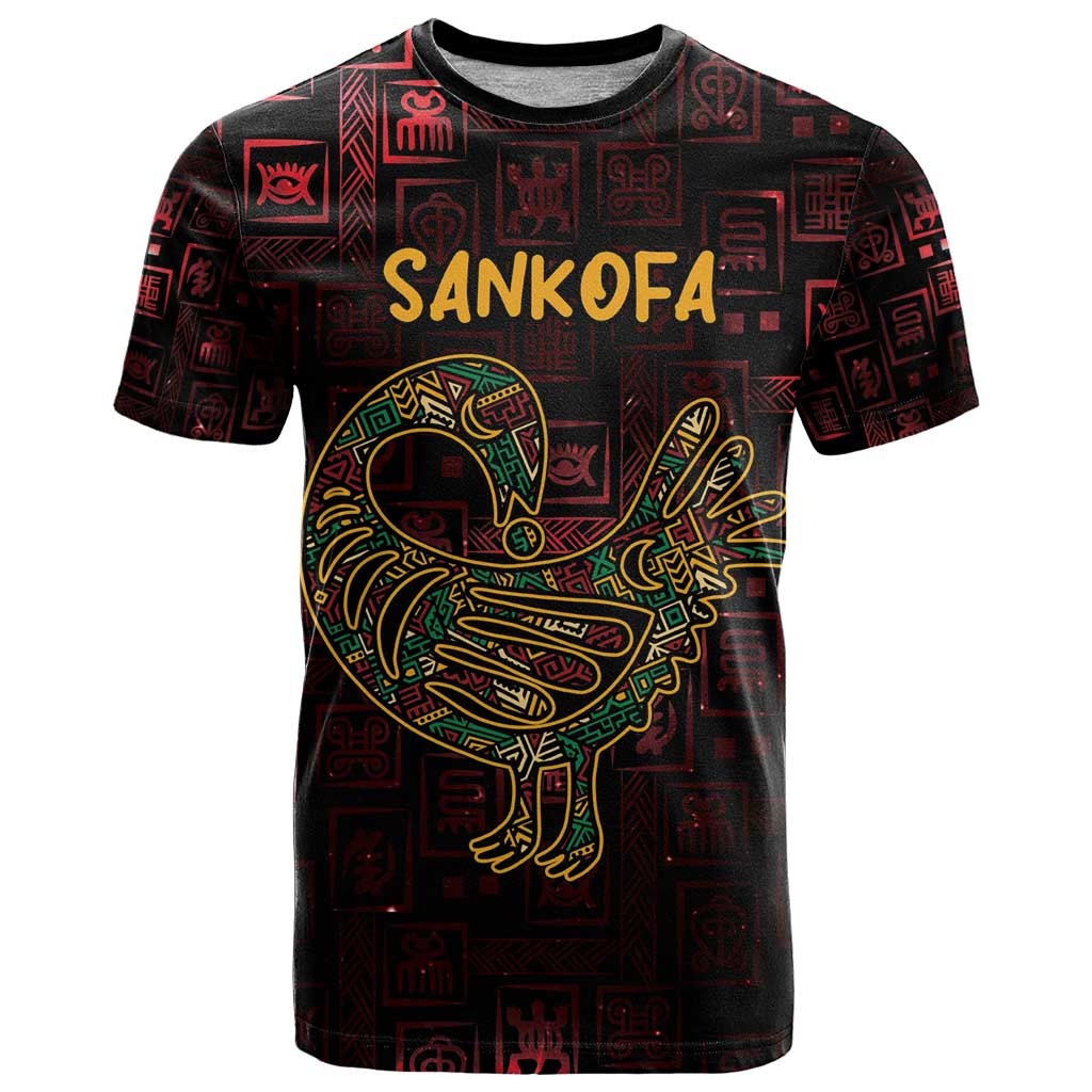 Africa Adinkra Symbol T-Shirt Sankofa Bird - Cosmic Red Graphic Tee