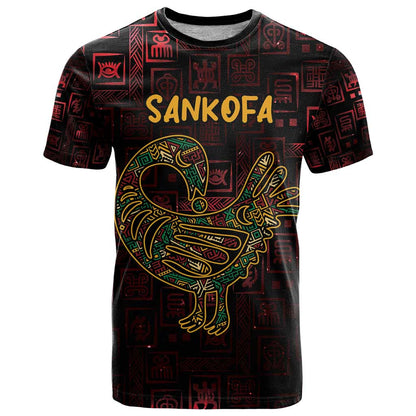 Africa Adinkra Symbol T-Shirt Sankofa Bird - Cosmic Red Graphic Tee