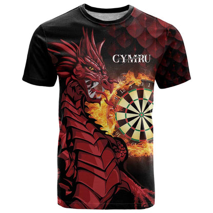 Wales Darts Personalised T-Shirt Red Dragon Cymru Am Byth Graphic Tee