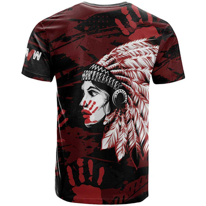 Native American MMIW T-Shirt Red Handprint Grunge Style Graphic Tee