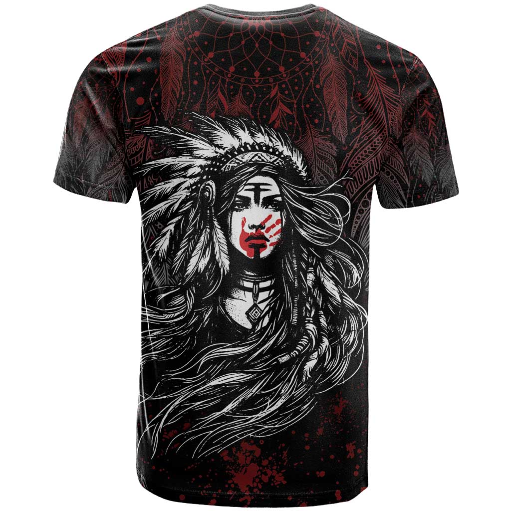 Native American MMIW Red Handprint T-Shirt Dreamcatcher Graphic Tee