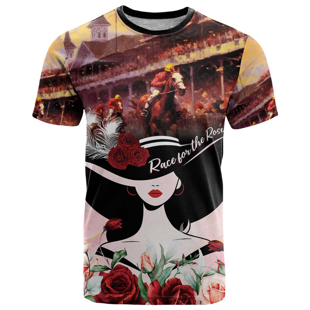 Kentucky Horse Racing T-Shirt Derby Girl - Marble Roses Graphic Tee