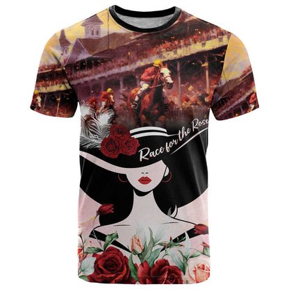 Kentucky Horse Racing T-Shirt Derby Girl - Marble Roses Graphic Tee