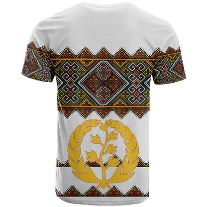 Eritrea T-Shirt Tilet Mix Eritrean Cross White Graphic Tee