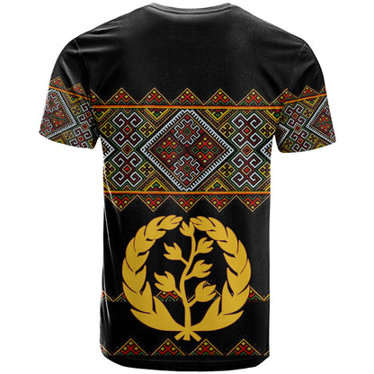 Eritrea T-Shirt Tilet Mix Eritrean Cross Black Graphic Tee