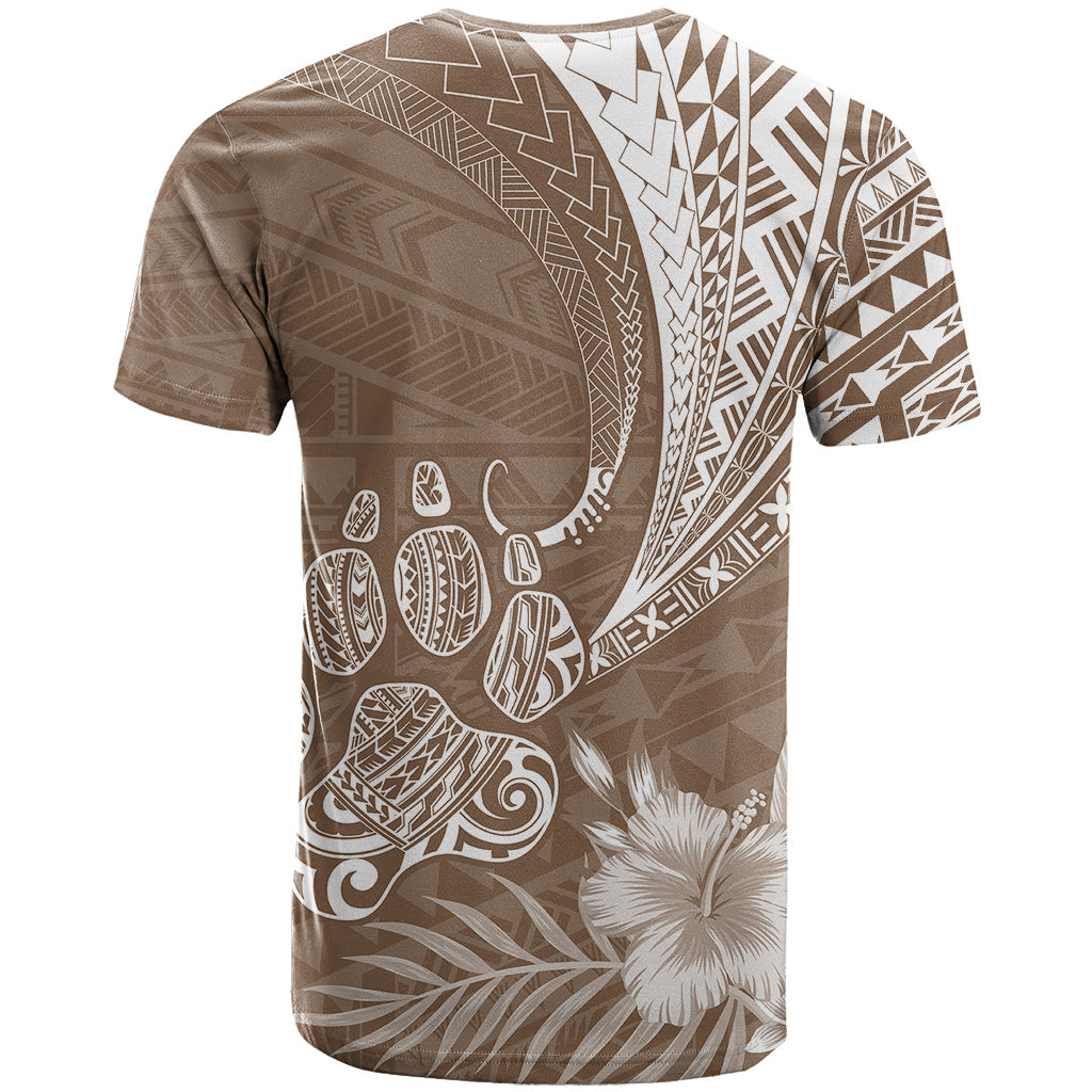 Personalised Polynesian Pacific Bulldog T-Shirt With Brown Hawaii Tribal Tattoo Patterns Graphic Tee