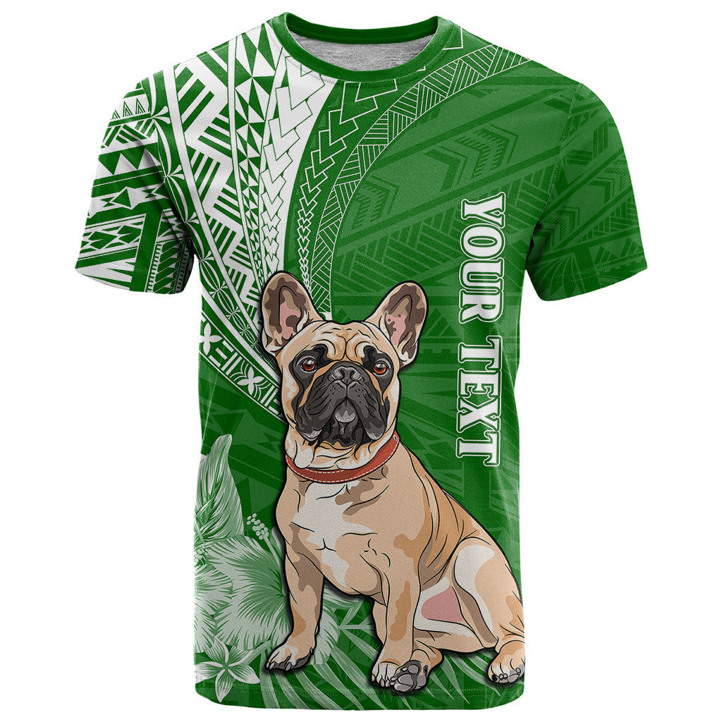 Personalised Polynesian Pacific Bulldog T-Shirt With Emerald Hawaii Tribal Tattoo Patterns Graphic Tee