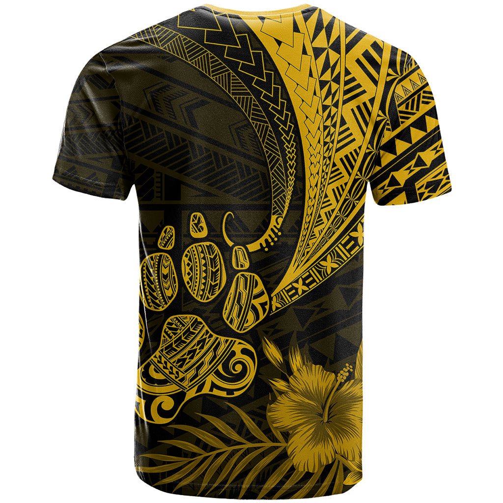 Personalised Polynesian Pacific Bulldog T-Shirt With Gold Hawaii Tribal Tattoo Patterns Graphic Tee