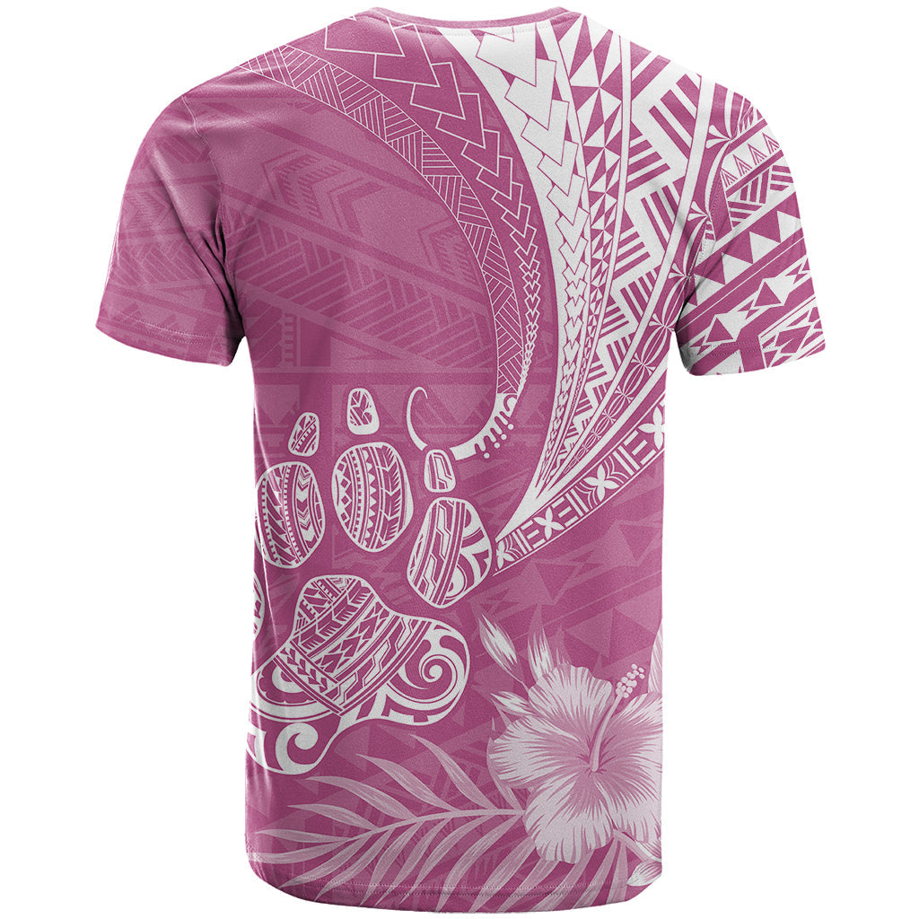 Personalised Polynesian Pacific Bulldog T-Shirt With Pink Hawaii Tribal Tattoo Patterns Graphic Tee