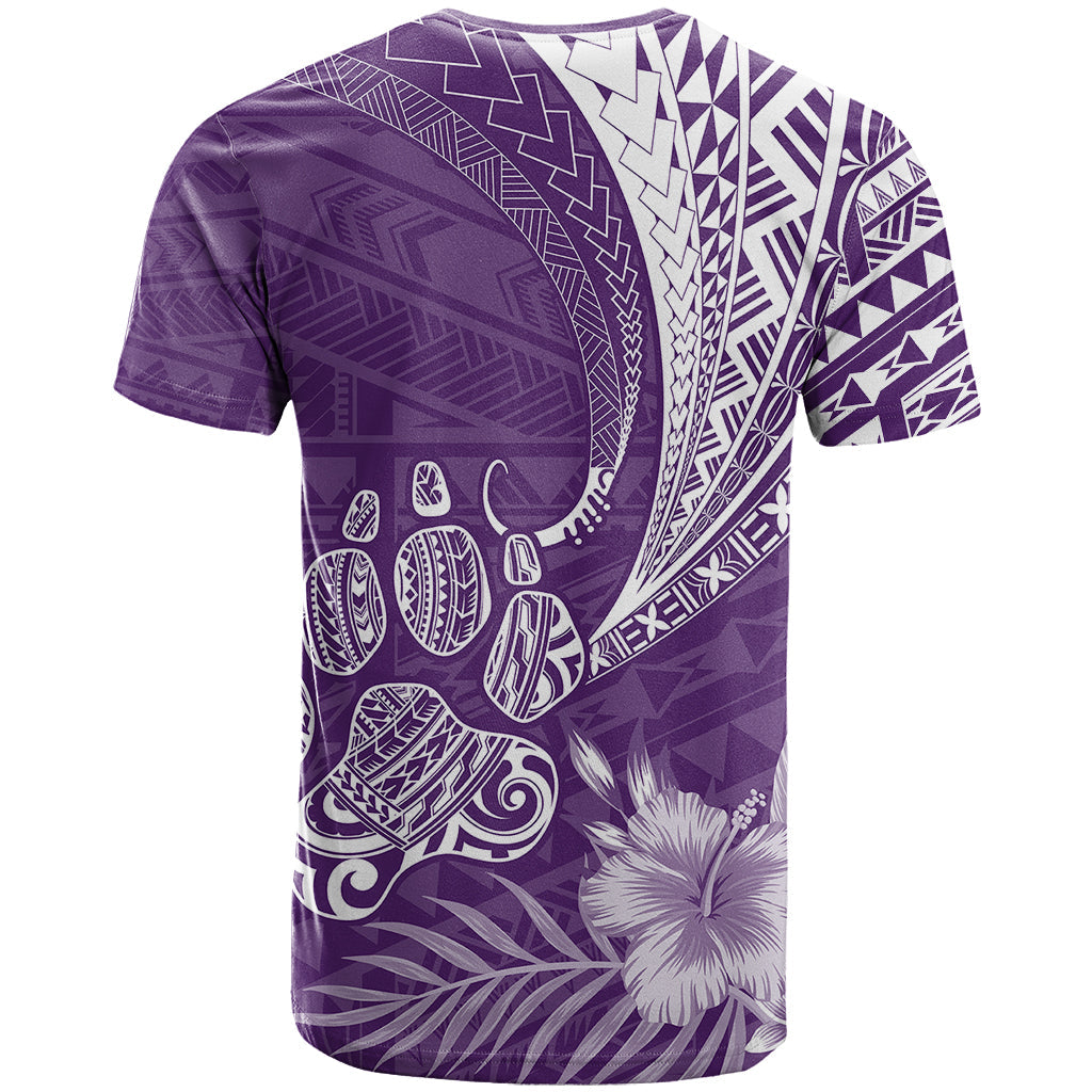 Personalised Polynesian Pacific Bulldog T-Shirt With Violet Hawaii Tribal Tattoo Patterns Graphic Tee