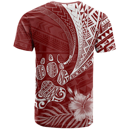 Personalised Polynesian Pacific Bulldog T-Shirt With Red Hawaii Tribal Tattoo Patterns Graphic Tee