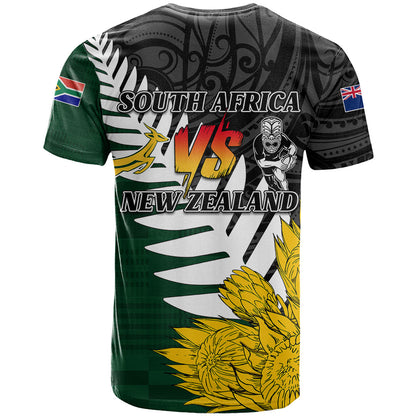 Personalised New Zealand Vs South Africa Rugby T-Shirt Rivals - Tribal Style Graphic Tee