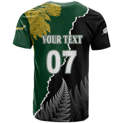 Personalised New Zealand Vs South Africa Rugby T-Shirt Rivals Dynamics Graphic Tee